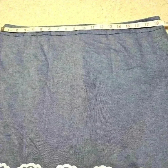 Talbots Women's Chambray Skirt Floral Embroidery Cotton Blue Size 16 #208 - Picture 6 of 9